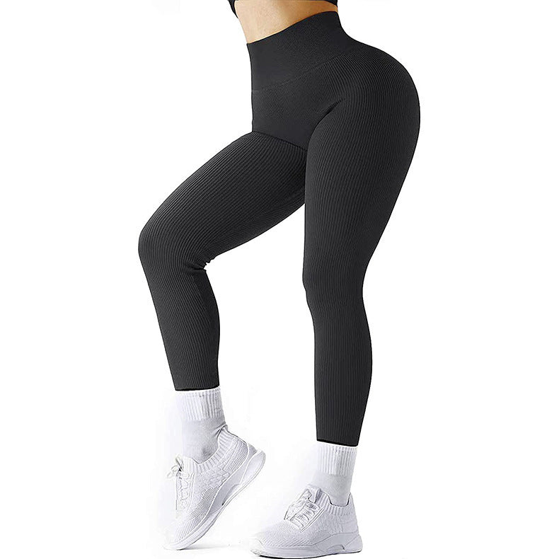 High Waist Seamless Leggings for Women – Threaded Knitted Slimming Yoga & Fitness Pants